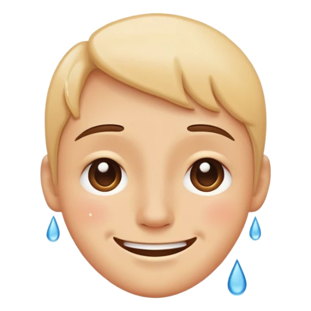 face with a smile but with tears streaming down, hiding sadness behind a happy face sticker