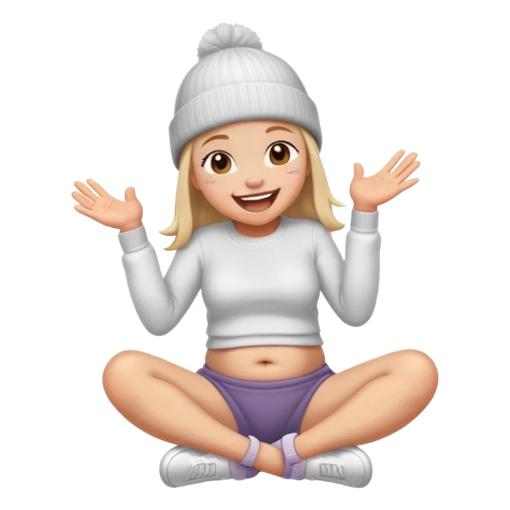 Girl with beanie belly laughing and slapping knee  sticker