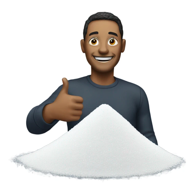 A happy man with a pile of salt sticker