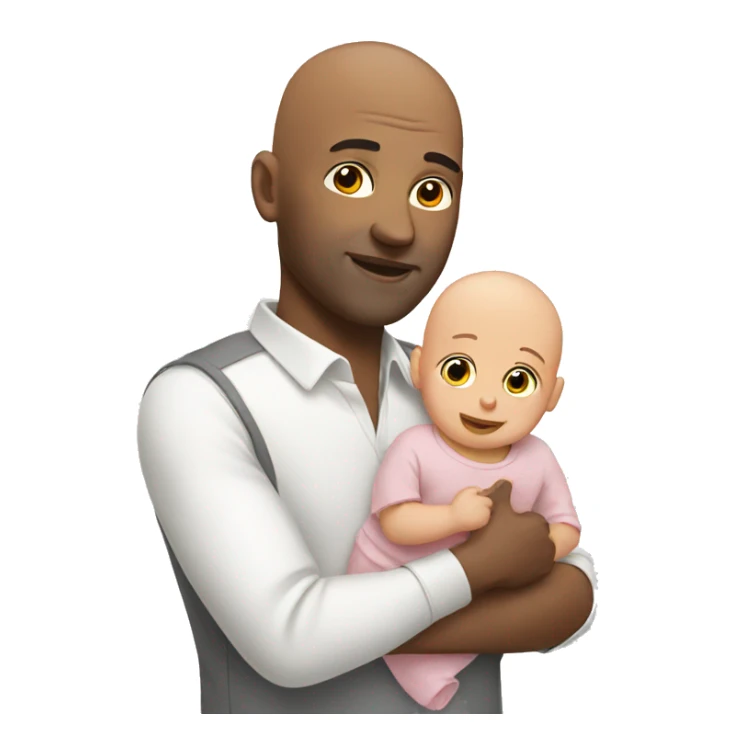 bald man with baby sticker