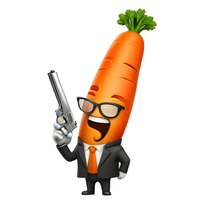 A Carrot with a Handgun smoking a cigarette  sticker