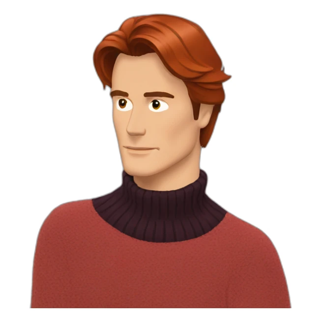 Alain delon turtleneck cosy sweater red hair sticker