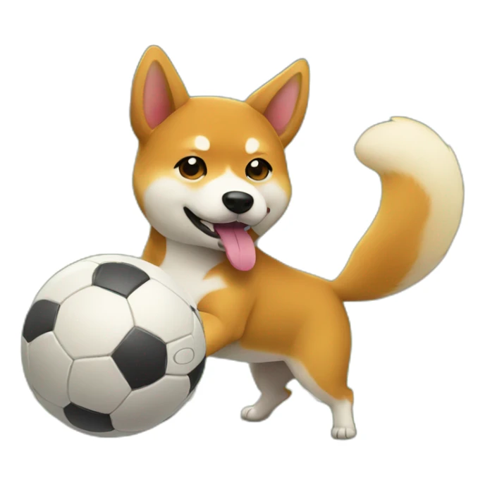 Shiba inu playing football sticker