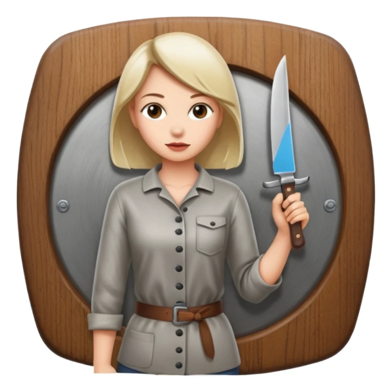 Women standing with a knife behind their back sticker