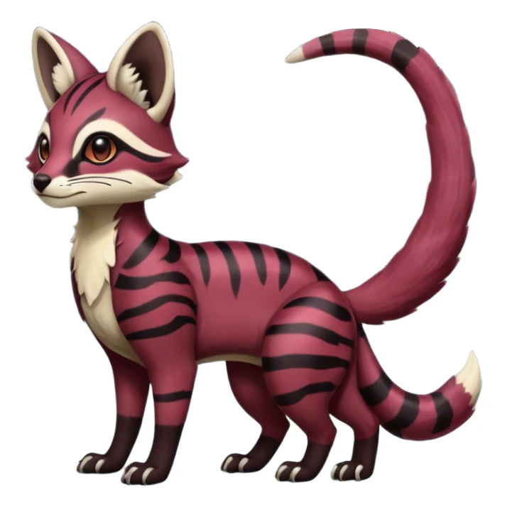 Rare realistic dark-burgundy grey black gradients lush tropical exotic cute epic pretty beautiful handsome gorgeous aesthetic colorful vibrant Vernid-Protogen-Primagen-Wickerbeast-Genet-Trico-species-Fakemon-hybrid-creature by LiLaiRa, beautiful intricate markings, full body sticker