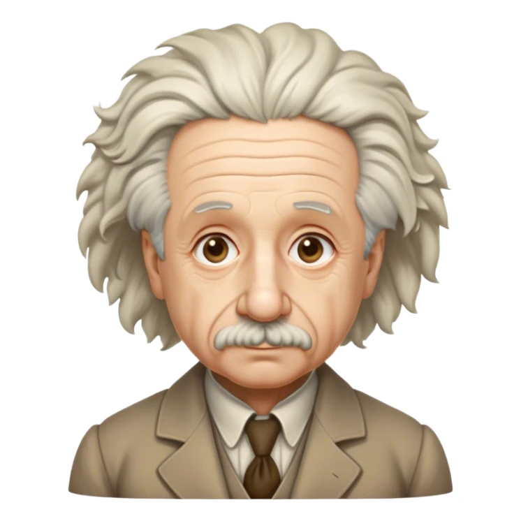 Cinematic Realistic portrait of Albert Einstein, shown as an iconic genius with wild, expressive hair and a gentle, contemplative expression, rendered in detailed period clothing with warm, intellectual lighting sticker