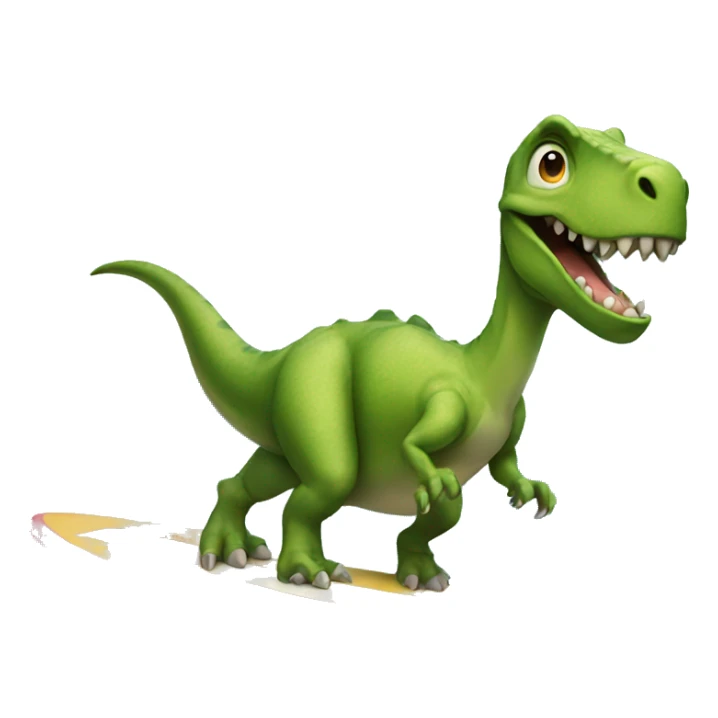 dinosaur with skirt riding a surfboard sticker