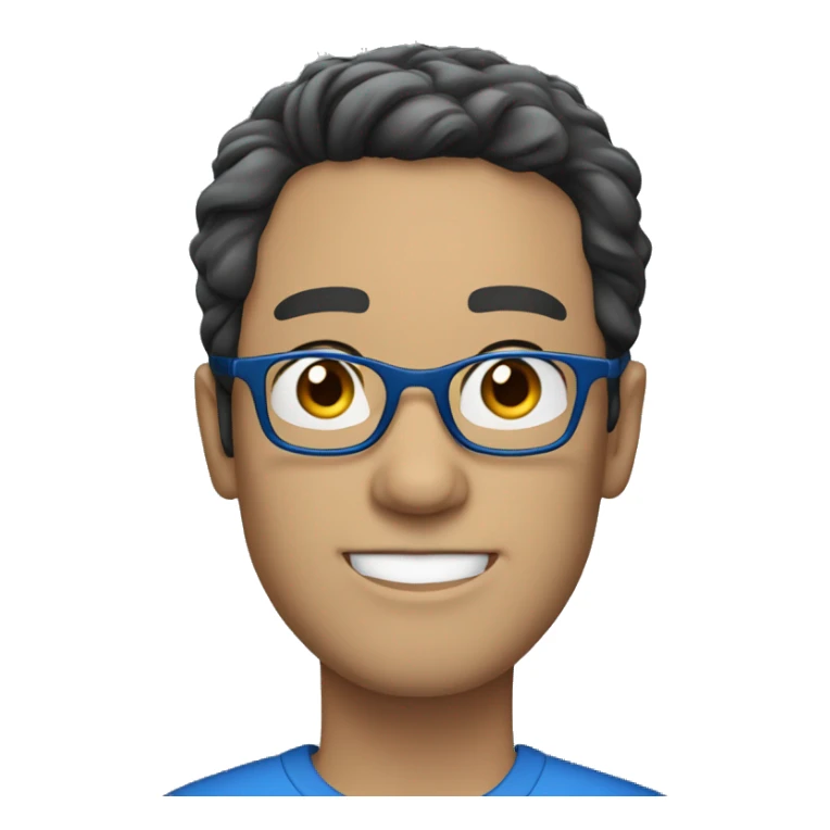 white guy with wavy short black hair and blue glasses sticker