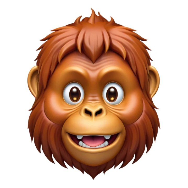 Cinematic Comical Orangutan Portrait Emoji, Head tilted dramatically with an exaggeratedly shocked expression, featuring a robust, animated face with wide, comically expressive eyes full of humorous disbelief, Simplified yet hilariously expressive features, highly detailed, glowing with a slightly sassy glow, high shine, dramatic yet playful, stylized with an air of quirky jungle attitude, soft glowing outline, capturing the essence of a meme-worthy orangutan that looks ready to side-eye its way into viral fame! sticker