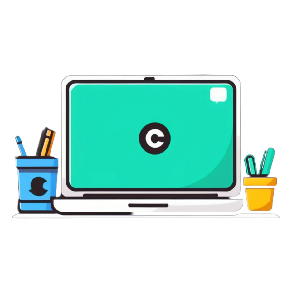 Colorful webpage with social media elements sticker