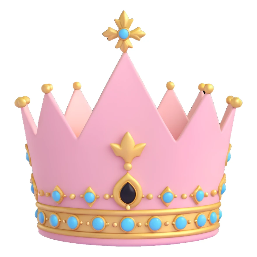 royal crown with pastel pink velvet and gold details sticker