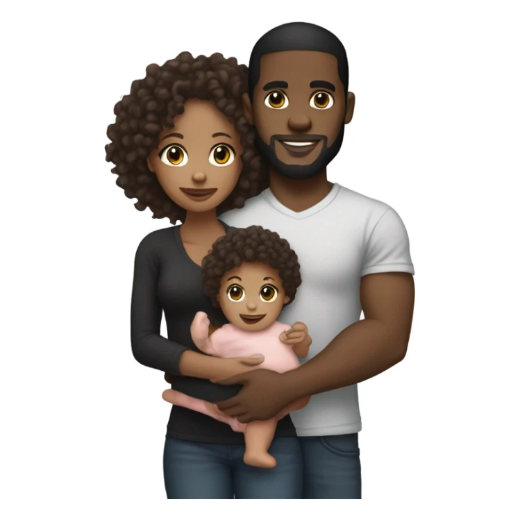 Black bf holding light skin curly head gf big baby  sticker