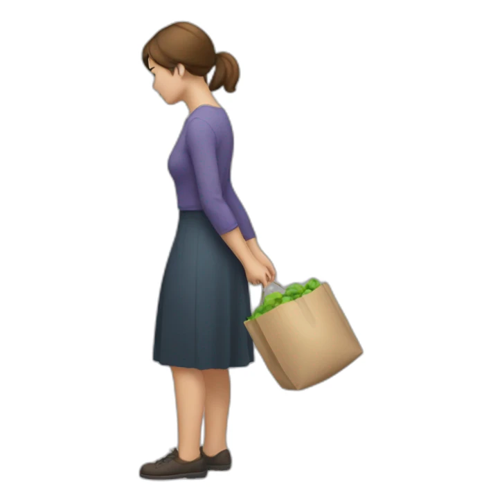 woman facing away picking something up off the ground sticker