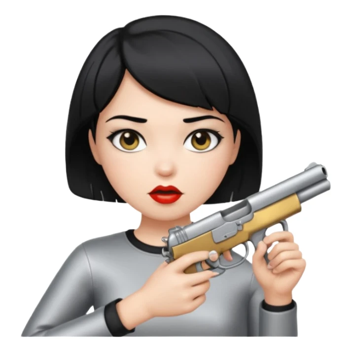 short hair girl gun in mouth sticker