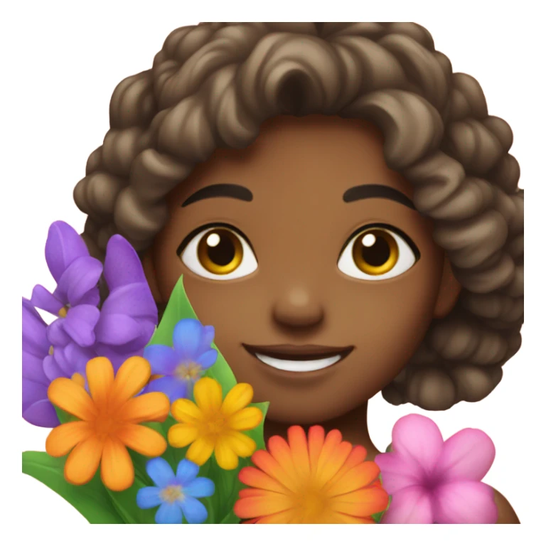 girl with a bouquet of flowers sticker