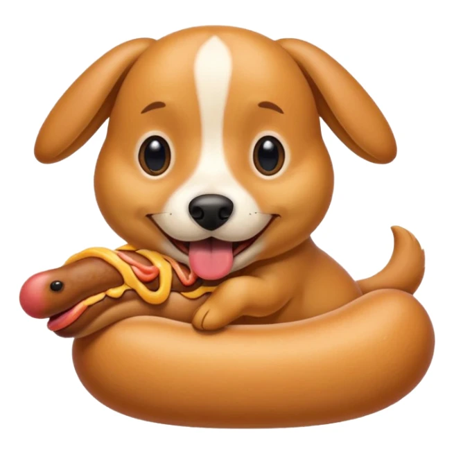 a dog eating a wiener dog in a bun  sticker