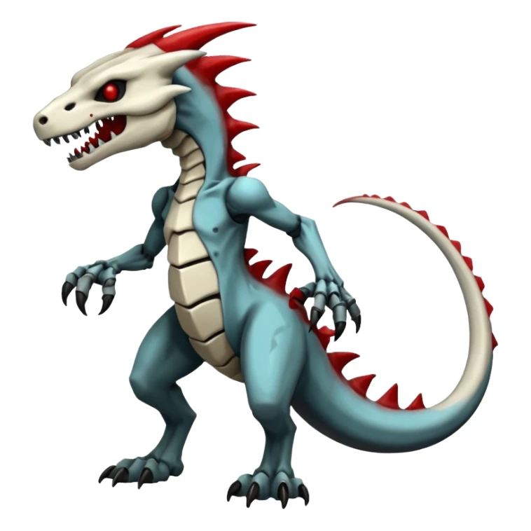 Shiny White Evil Glowing Eldritch Skeletal Creepy Edgy Badass Cool Marowak-Salandit-Duskull-Darkdramon-fusion with bloody red markings sticker