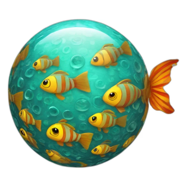 3d sphere with a cartoon hypnotic vine Tropical Fish skin texture with feminine eyes sticker