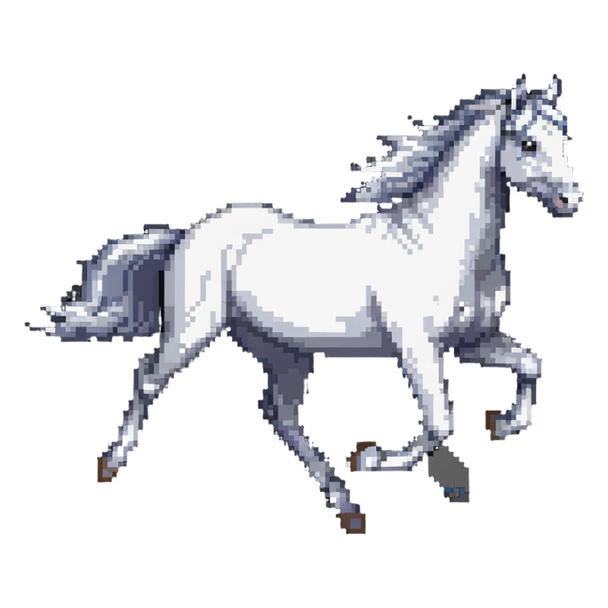 silver spirit horse running, mystical, magical sticker