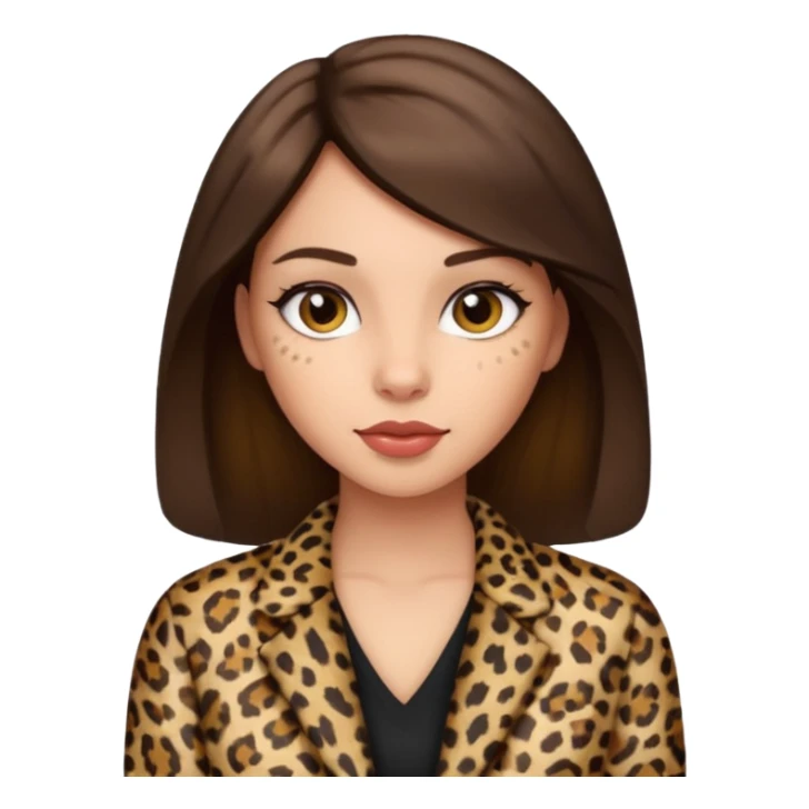 Brunette girl wearing leopard  sticker