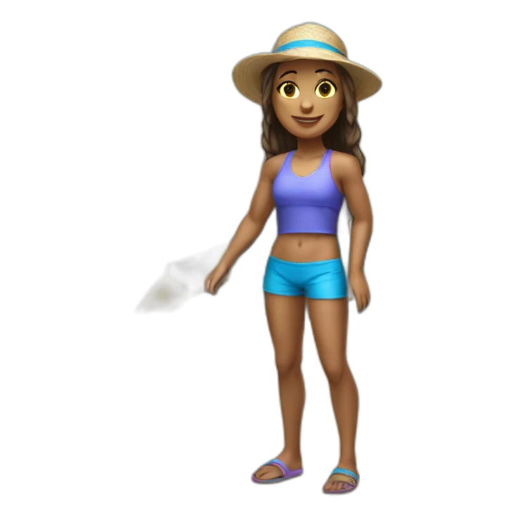 realistic beachvolley girl full body posing with separated legs sticker