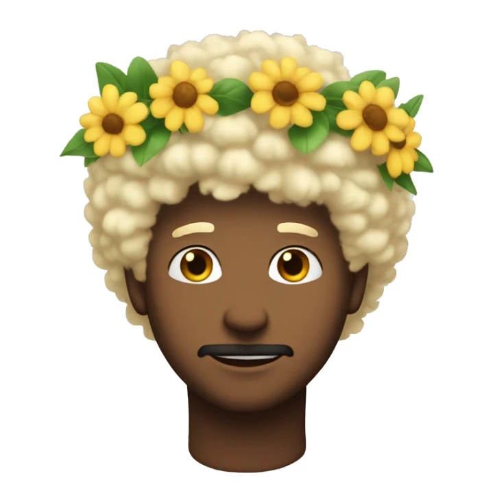 blonde fluffy hair soft WHITE man emoji wearing a flower crown sticker