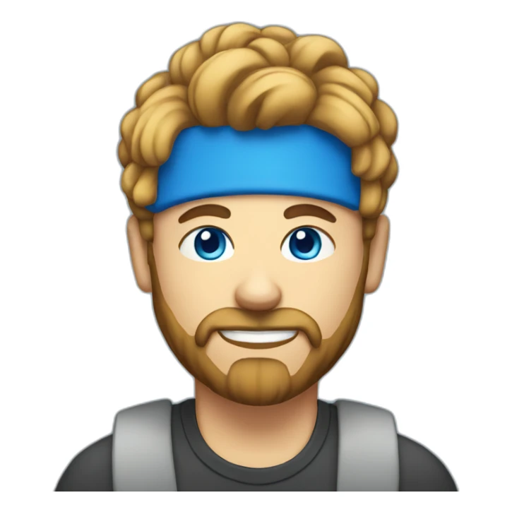 man with blue eyes a man with a bun hairstyle and a beard at a laptop sticker