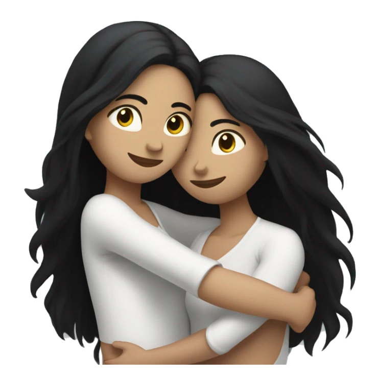 Lesbians with long black hair and white skin hugging passionately sticker