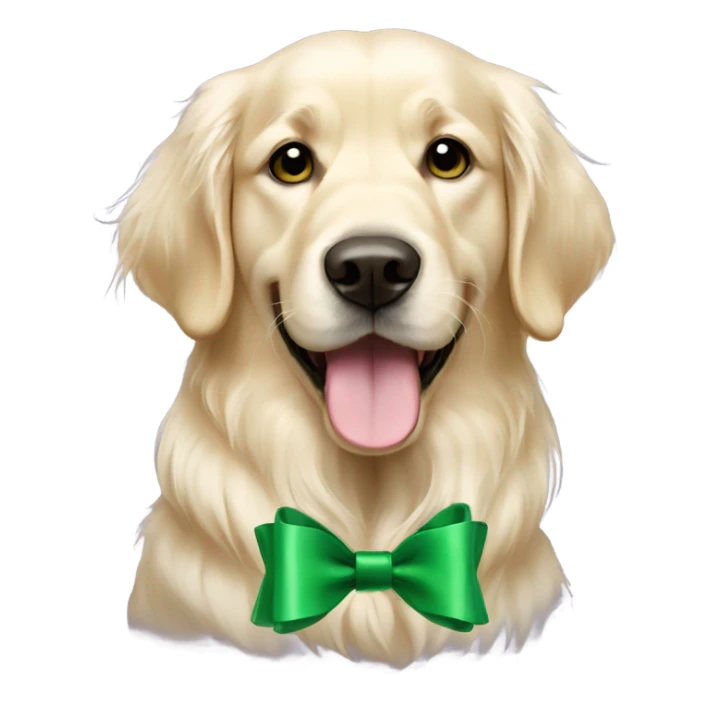 English cream golden retriever with green bow sticker