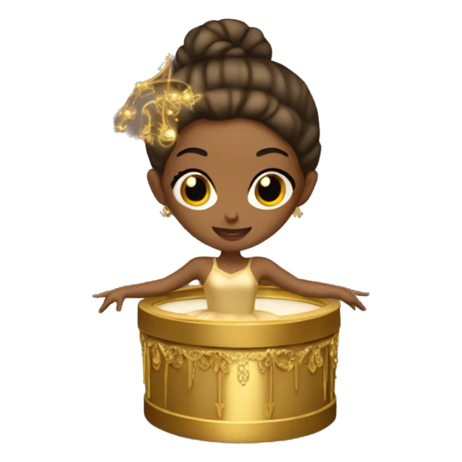  brown ballerina in a gold music box sticker