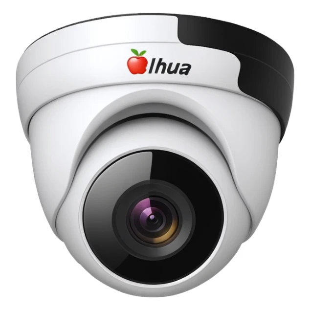 Dahua IPC-HDW3449H-AS-PV-S5 dome camera, front view, apple emoji style sticker