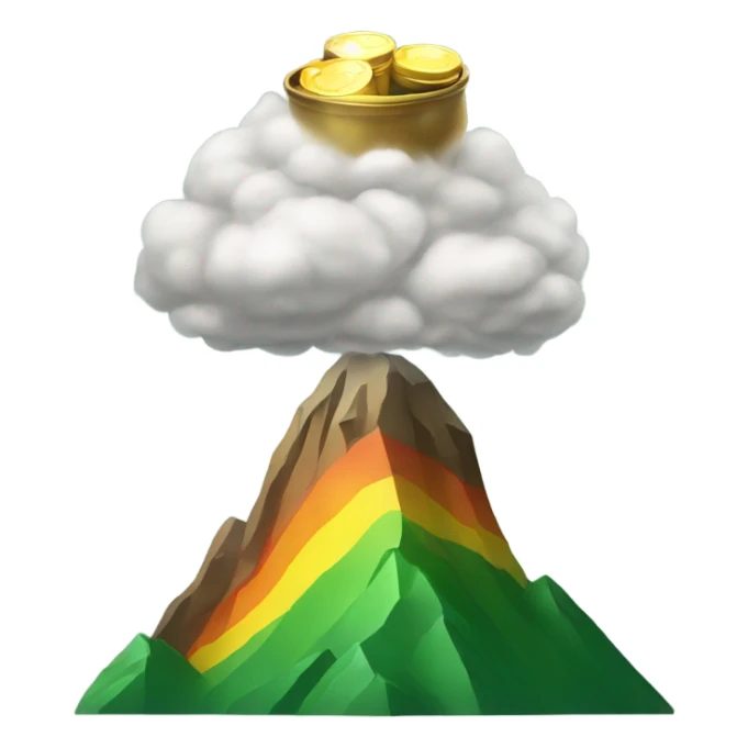 Mountain with pot of gold on top sticker
