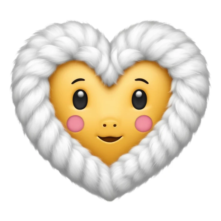 white fur heart, large locks of wool sticker