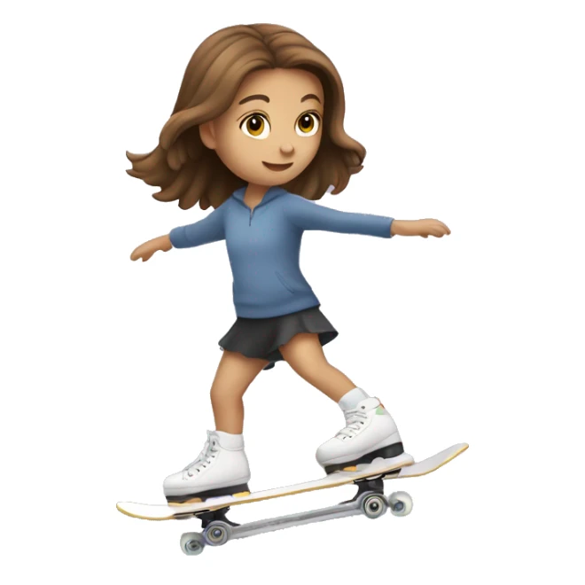 little girl with brown hair SKATING in miniramp sticker