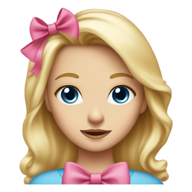 Blonde girl blue eyes with a pink bow sticker