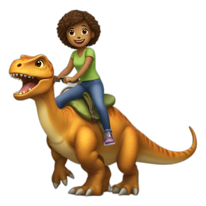 Girl riding a dinosaur  sticker