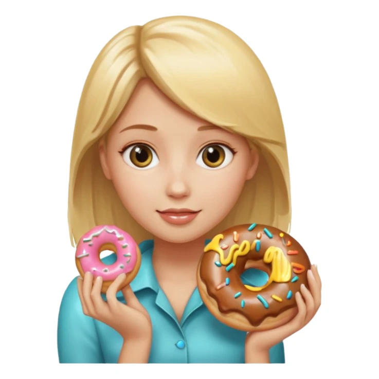blonde female holding donut sticker