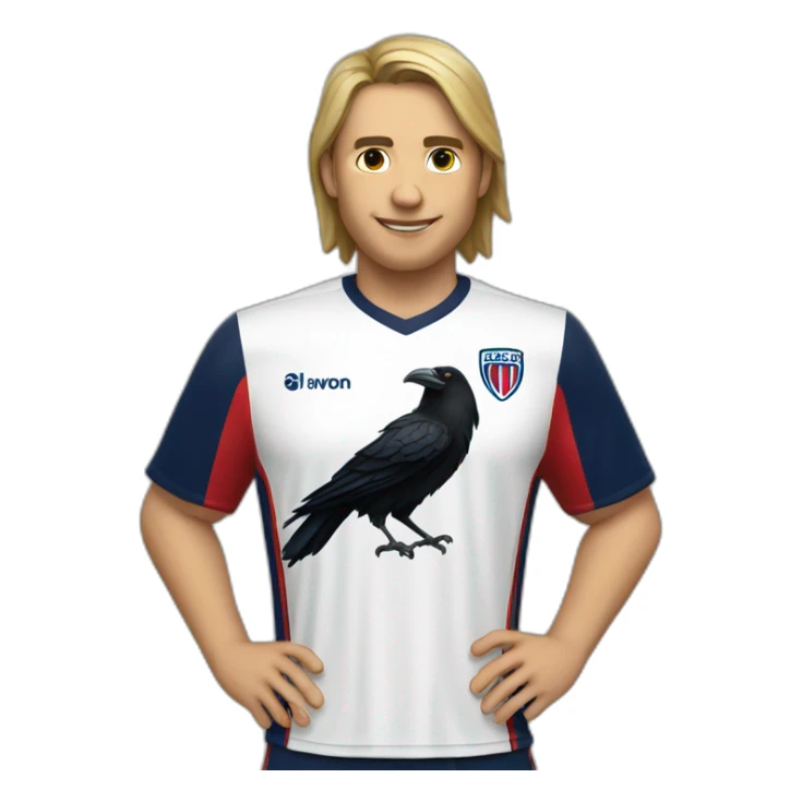 a crow wearing a san lorenzo soccer shirt sticker