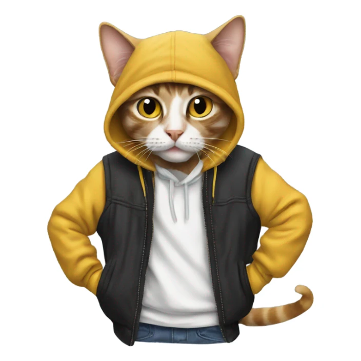 Cat confused wearing Eminem outfit sticker
