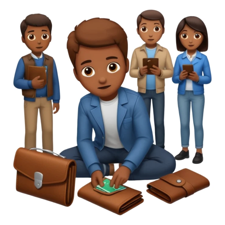 Billetera encontrada en el piso con personas al rededor sticker