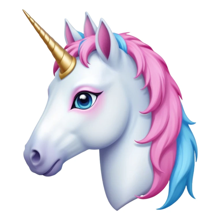 head of an anthropomorphised female unicorn horse, standard pose sticker