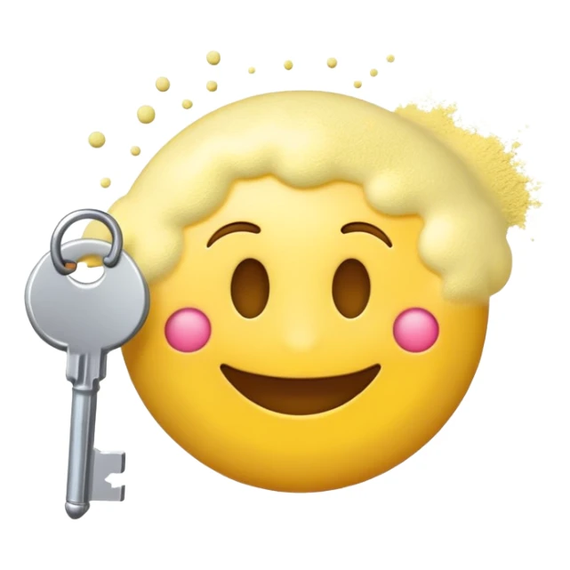 Happy emoji with powder and keys sticker