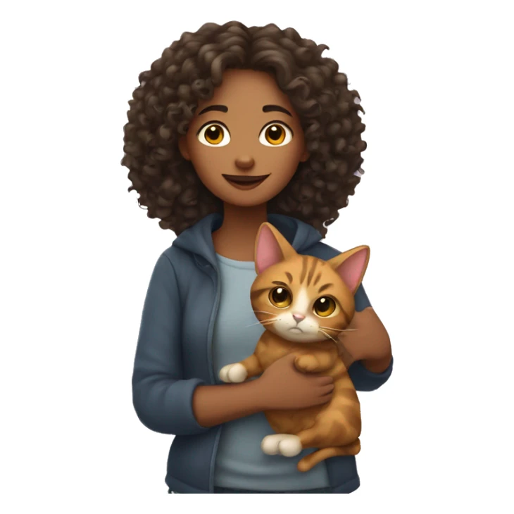 Long curly girl with a Carey cat sticker