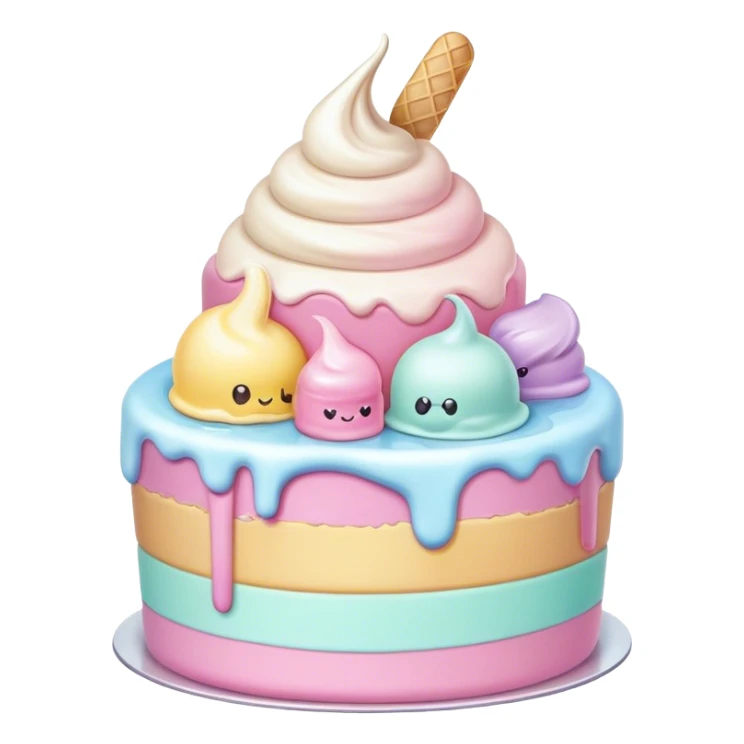 Melted kawaii pastel ice cream cake sticker