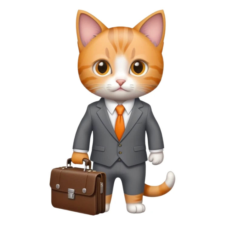 kitten in a suit holding a briefcase sticker