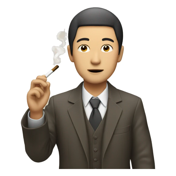 japanese man with a cigarrete sticker