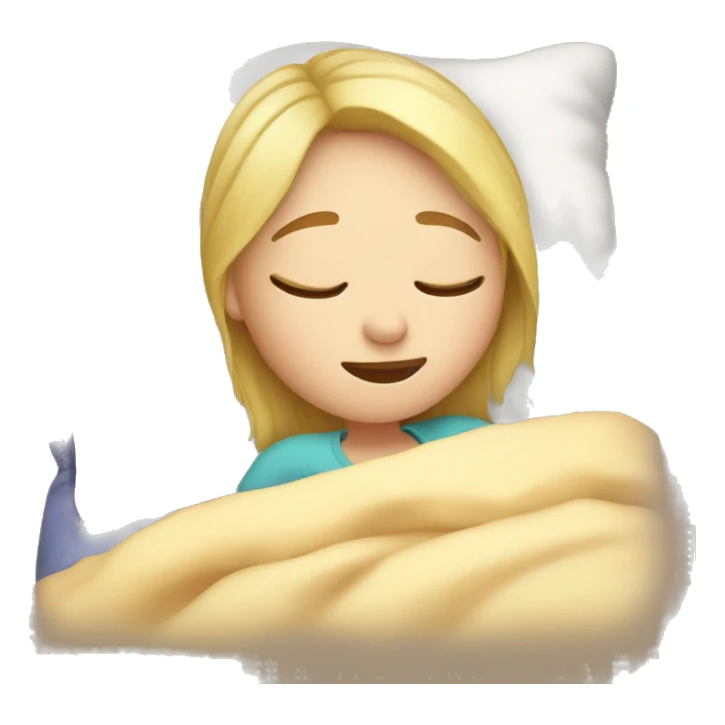 Blond girl sleeping in a cozy bed  sticker