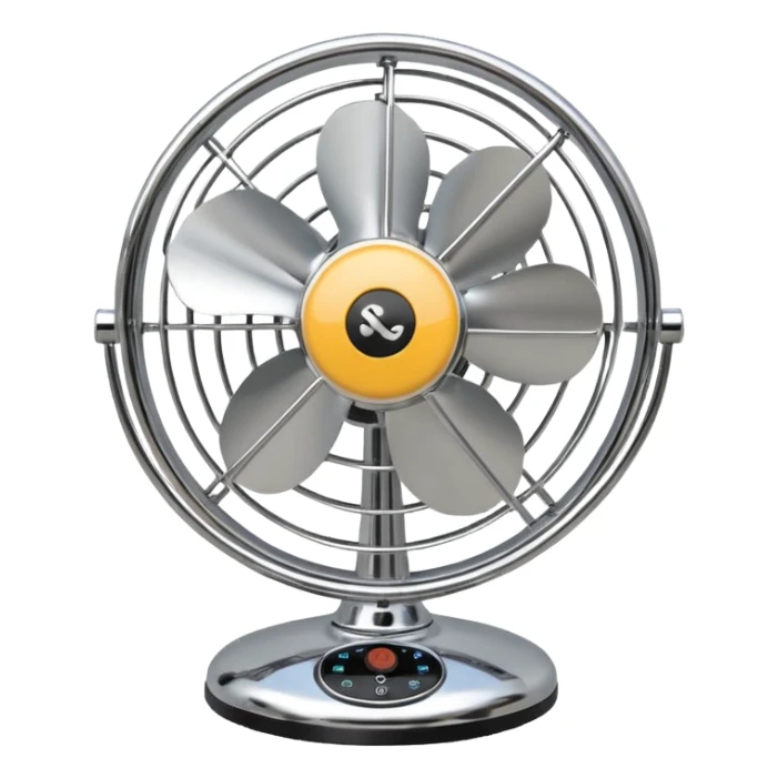 Desk Fan – classic round fan with metal cage and adjustable tilt. sticker