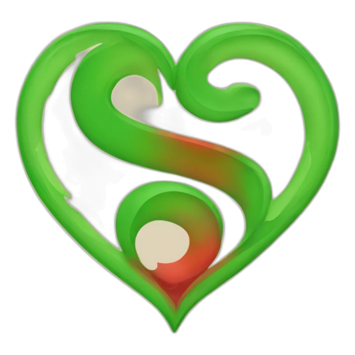 Make a heart with letter S in Green and Red color sticker