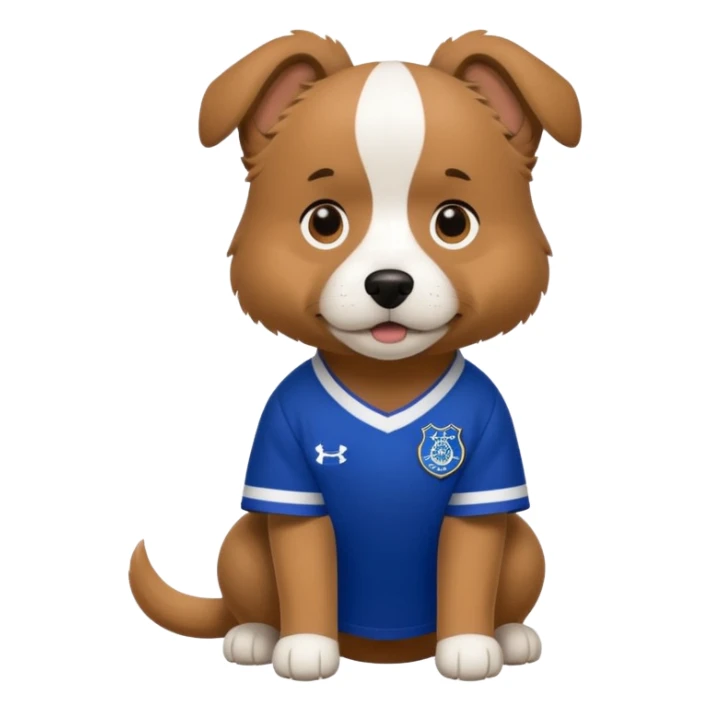 Dog wearing an Everton football kit sticker